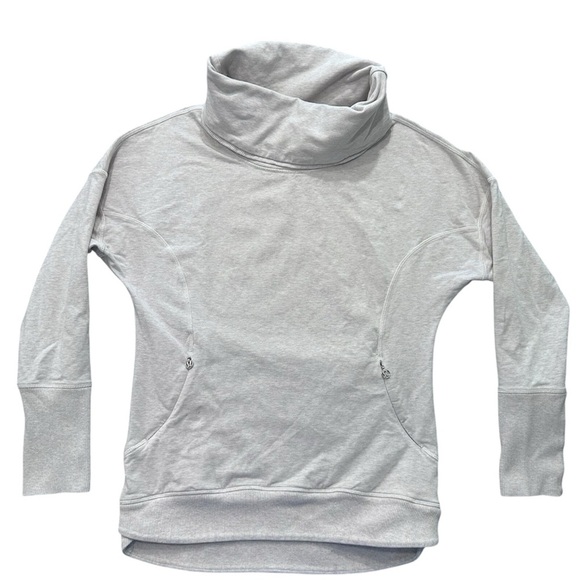 Lululemon rest day women’s gray cowl neck zip pocket pullover sweatshirt Sz 4 - Picture 4 of 9